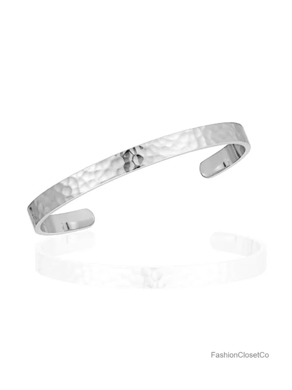 Dainty Hammered Cuff Bangle Bracelet for Women Adjustable Open
